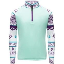 Spyder Surface Zip T-Neck - Girl's -Buckmans Store 196052 spyn surface zt sweater weather print white l