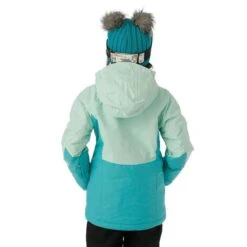 Columbia Alpine Action II Jacket - Girl's -Buckmans Store FW23 Columbia GirlsAlpineActionjacket GeyserHeatherSeaIce Model4