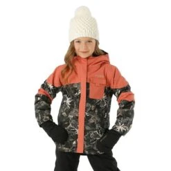 Columbia Mighty Mogul II Jacket - Girl's -Buckmans Store FW23 Columbia GirlsMightMogulIIJacket BlackAurelianDarkCoral Model1