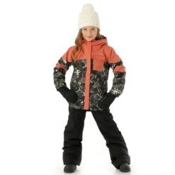 Columbia Mighty Mogul II Jacket - Girl's -Buckmans Store FW23 Columbia GirlsMightMogulIIJacket BlackAurelianDarkCoral Model2