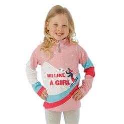 Spyder Reflect Zip T-Neck - Toddler Girl's -Buckmans Store FW23 Spyder ToddlerGirlsReflectZipTNeck Petal Model1