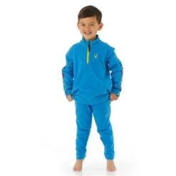 Spyder Speed Fleece Zip T-Neck - Toddler -Buckmans Store FW23 Spyder ToddlerSpeedFleeceZipTNeck Collegiate Model2