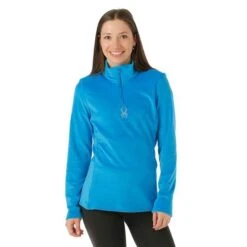 Spyder Shimmer Bug Zip T-Neck - Women's - 2023 Model -Buckmans Store FW23 Spyder WomensShimmerBugZipTNeck Collegiate Model