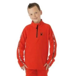 Spyder Speed Fleece Zip T-Neck - Youth -Buckmans Store FW23 Spyder YouthSpeedFleeceZipTNeck Volcano Model