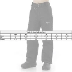 Winter's Edge Avalanche Snow Pants - Kids 13 Winter's Edge Avalanche Snow Pants - Kids -Buckmans Store WE WTR Y02 Chart v3