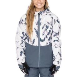 686 Athena Insulated Jacket - Girl's -Buckmans Store fw23 686 girlsathenainsulatedjacket whiteherringbonecolorblock 2