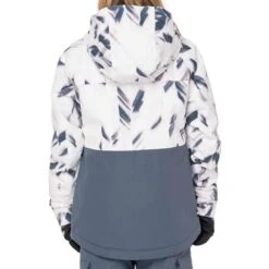 686 Athena Insulated Jacket - Girl's -Buckmans Store fw23 686 girlsathenainsulatedjacket whiteherringbonecolorblock 3