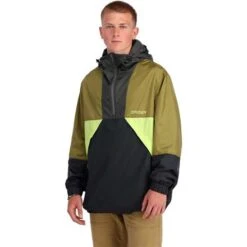 Spyder Belford Windbreaker Anorak Jacket - Men's -Buckmans Store fw23 spyder mensbelfordwindbreakeranorakjacket olivedrabbalck 1