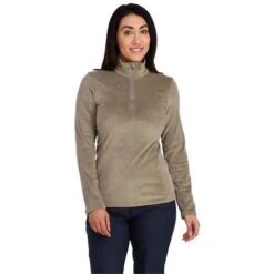 Spyder Shimmer Bug Zip T-Neck - Women's - 2023 Model -Buckmans Store fw23 spyder womensshimmerbugziptneck cashmere 1