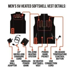 Mens Battery Heated Softshell Vest -Buckmans Store mens heated vest3