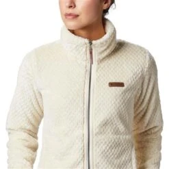 Columbia Fire Side II Sherpa Full Zip - Women's -Buckmans Store wcolumbia firesideiisherpafz chalk closefront