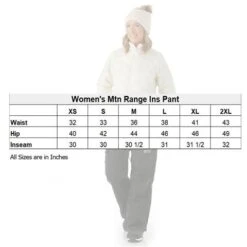 Winter's Edge Mountain Range Insulated Pants - Women's -Buckmans Store wtr w01 chart v2